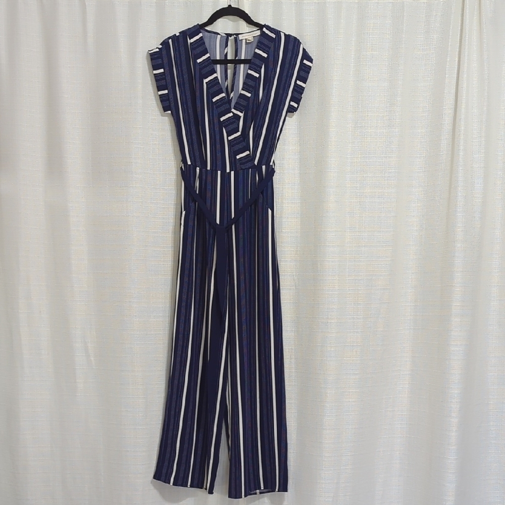 Monteau - Striped Navy Jumpsuit - Size XS